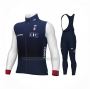 2023 Cycling Jersey France Blue White Long Sleeve and Bib Short
